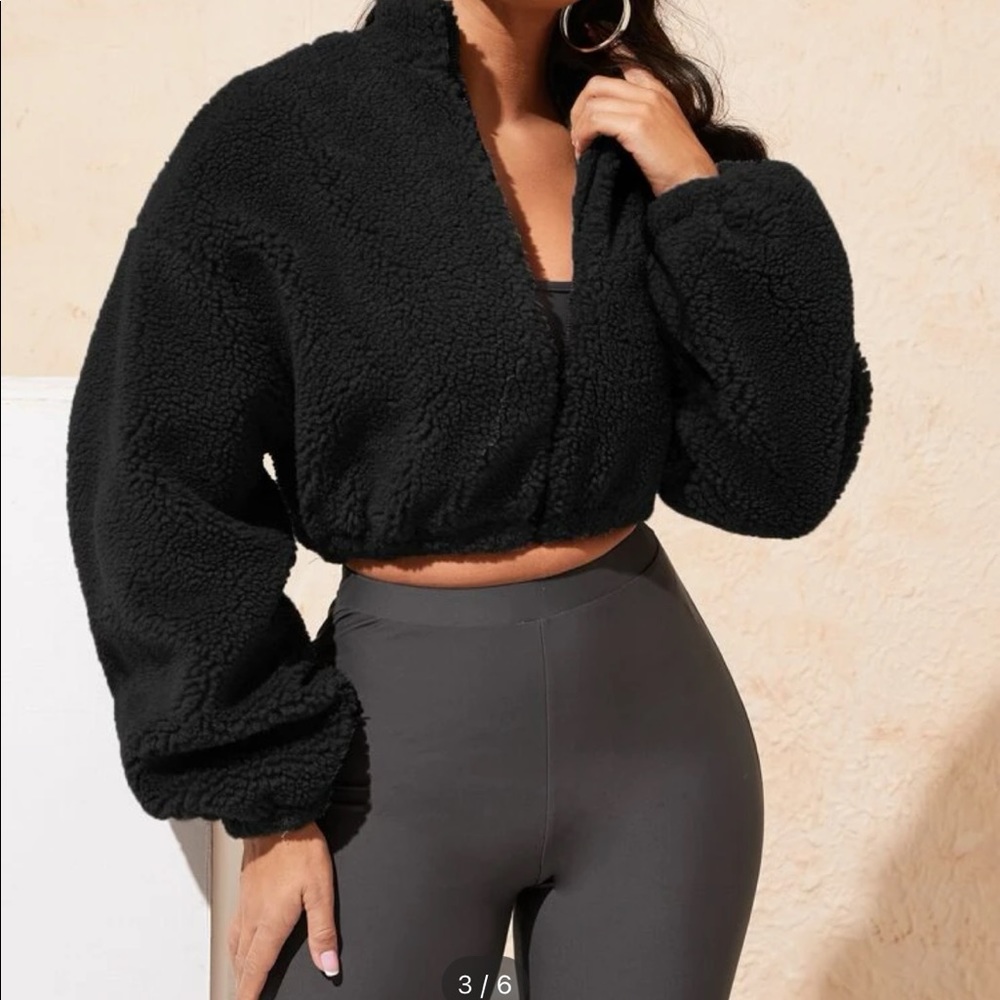 Drop Shoulder Teddy Jacket